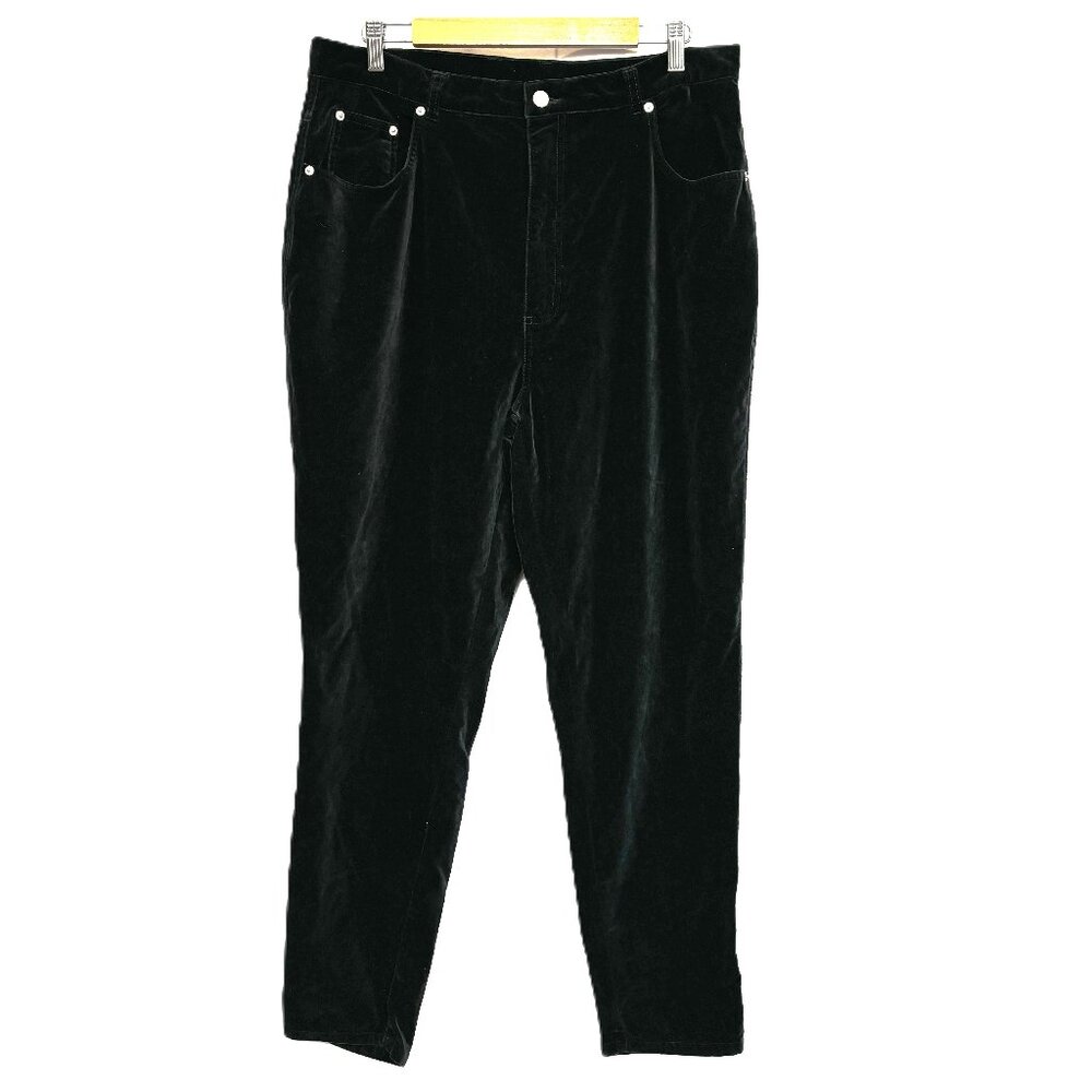 Denim & Co black Velveteen Straight Leg Pants Trousers Size 18 Vtg